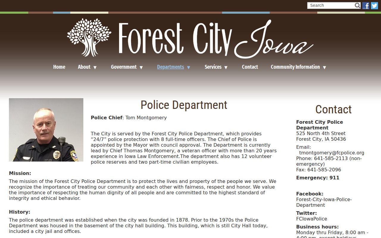 Forest City Police Department official contact page